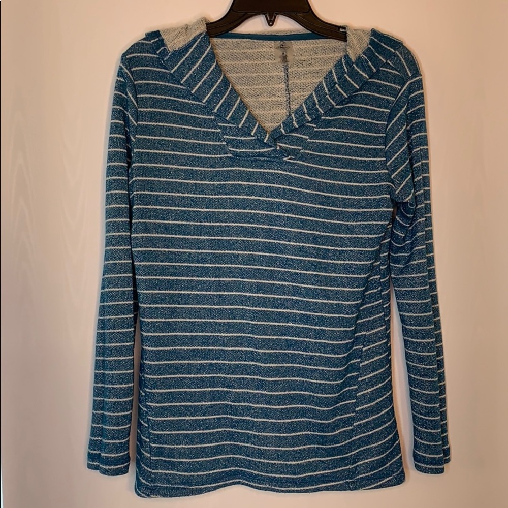 sparkly teal blue striped hoodie